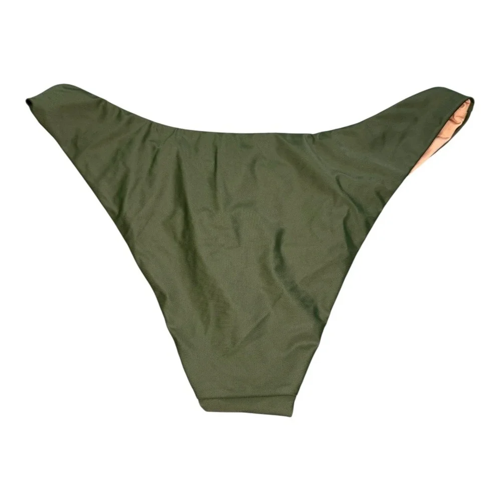 J.‎ Crew Olive Green Bikini Bottoms Reversible Color Swimwear Size Large
